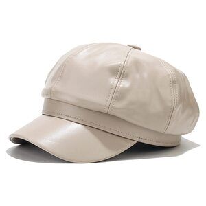 4799 PU Leather Newsboy Cap 8 Panel Paperboy Newsie Cap Bakerboy Beret
